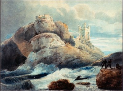 Dunstanborough Castle - The Lilburn Tower by Thomas Girtin